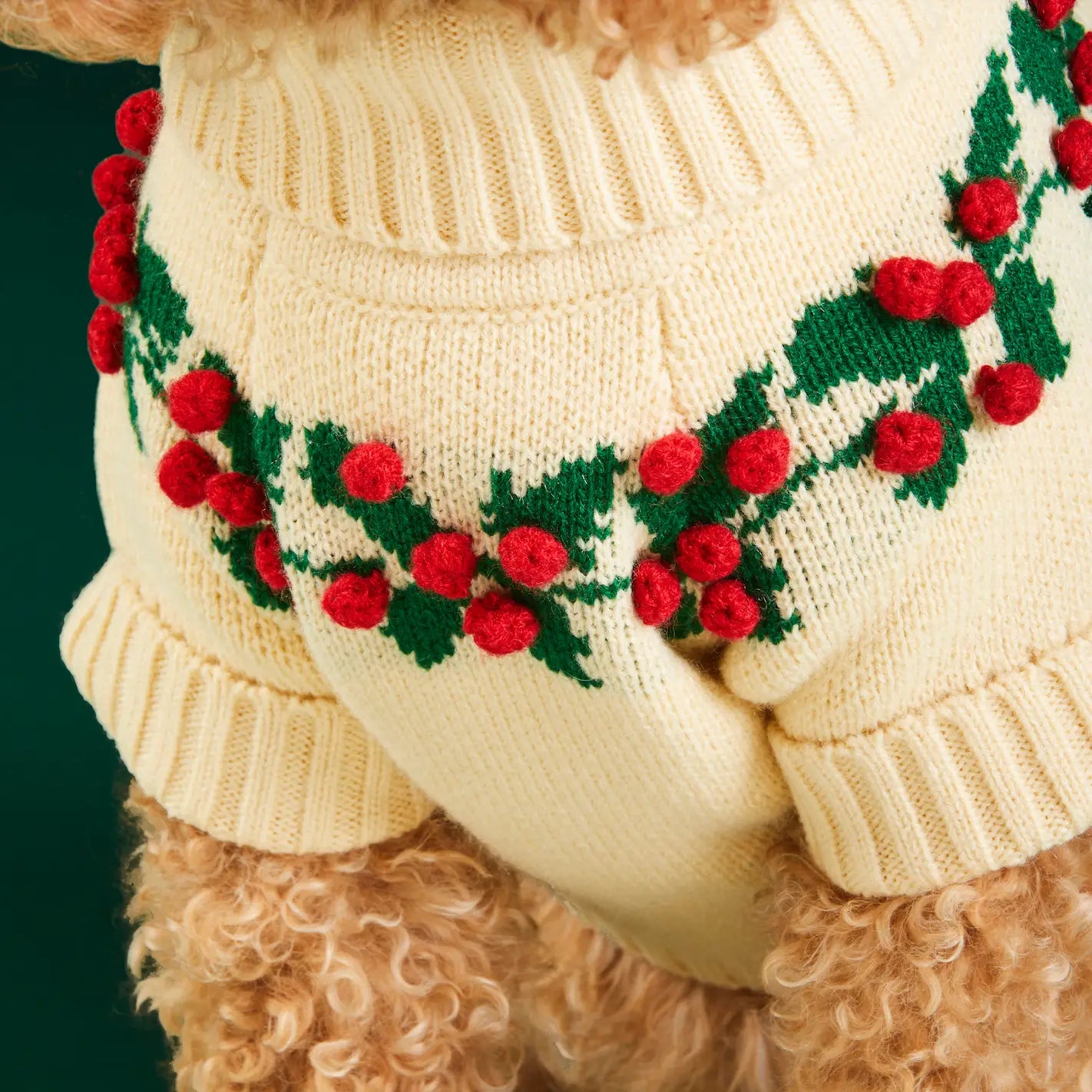 Holly Bobble Holiday Pet Sweater