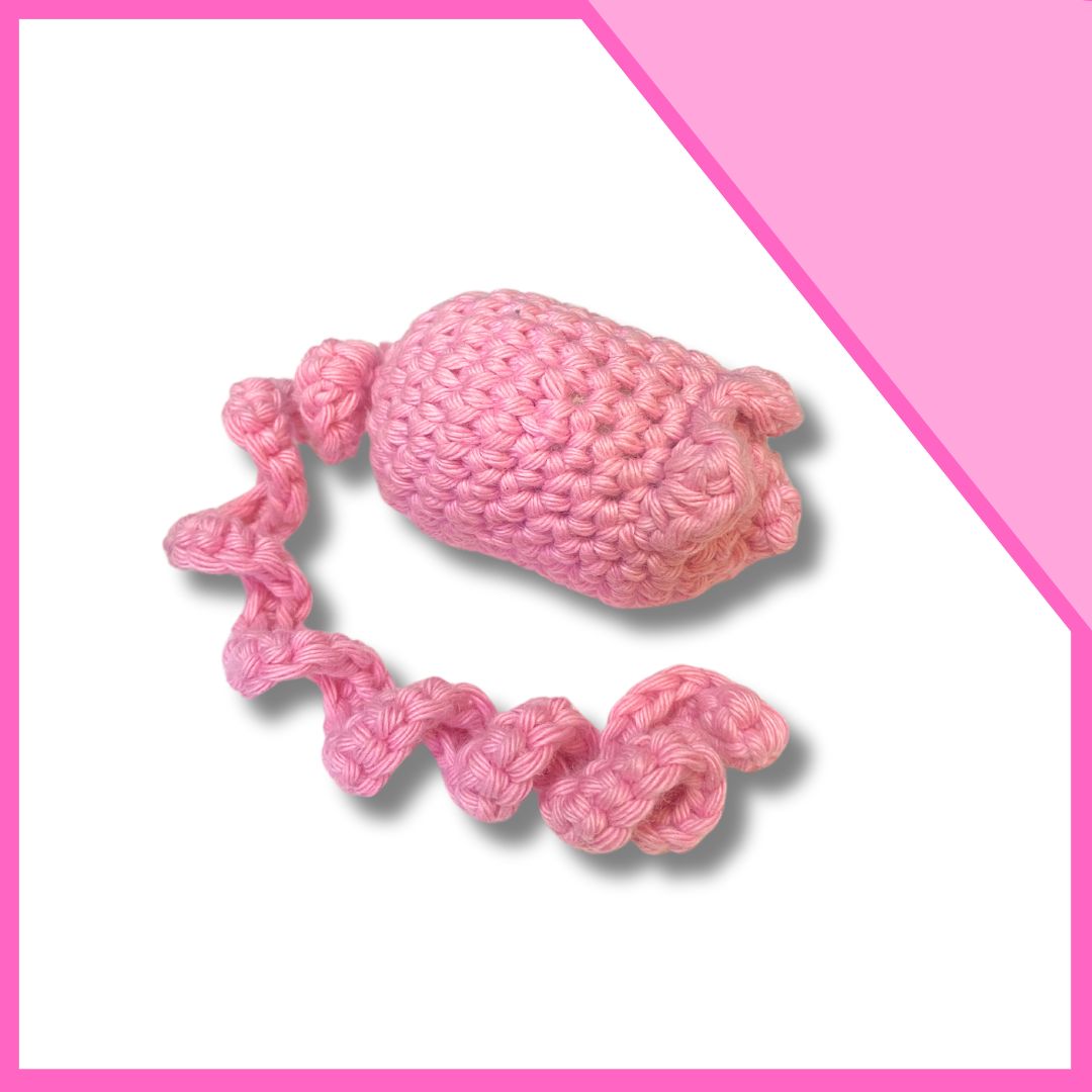 Hand-Crocheted Mouse Catnip Cat Toy (Valentine's Colors)