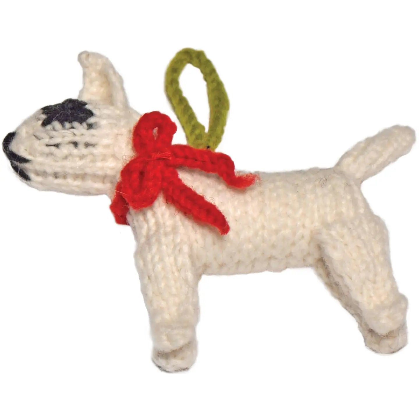Hand-Knit Dog Ornament: Bull Terrier