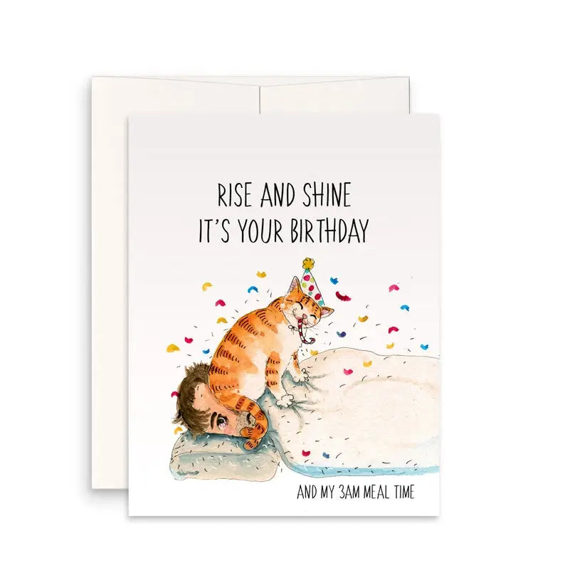 Rude Cat "Rise and Shine" Birthday Card