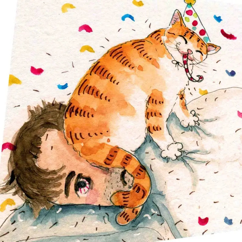 Rude Cat "Rise and Shine" Birthday Card