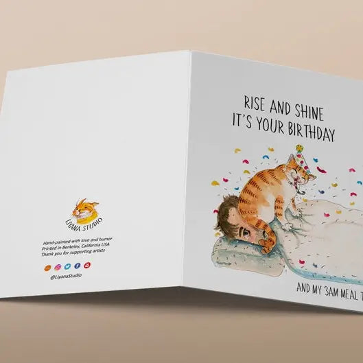 Rude Cat "Rise and Shine" Birthday Card