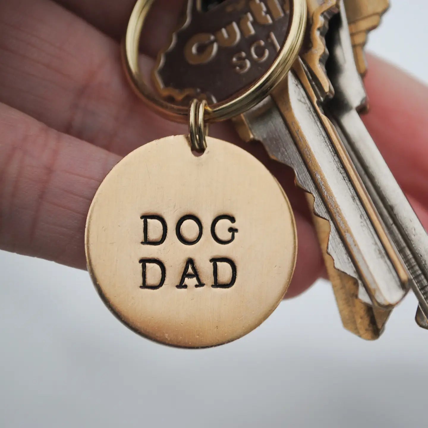 Dog Dad Brass Keychain