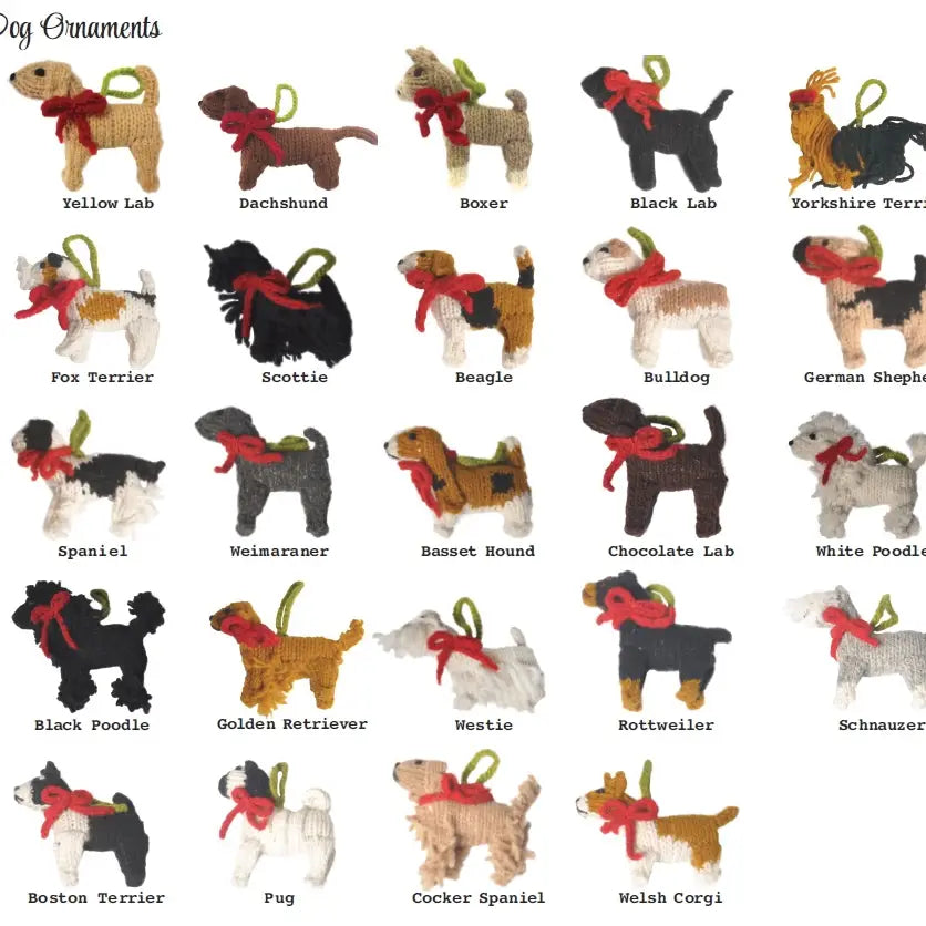Hand-Knit Dog Ornament: Jack Russell Terrier
