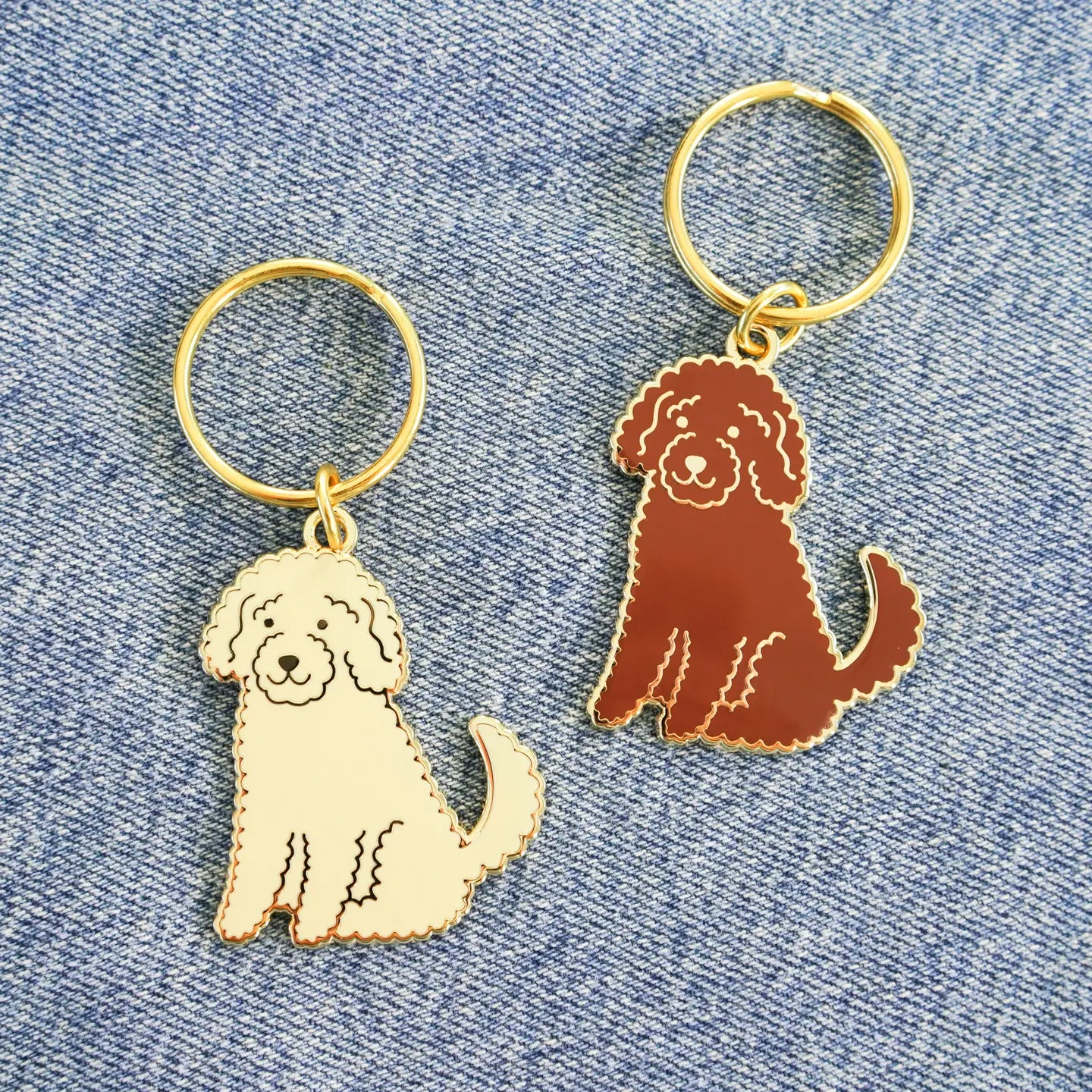 Everyday Olive Enamel Golden Doodle Keychain
