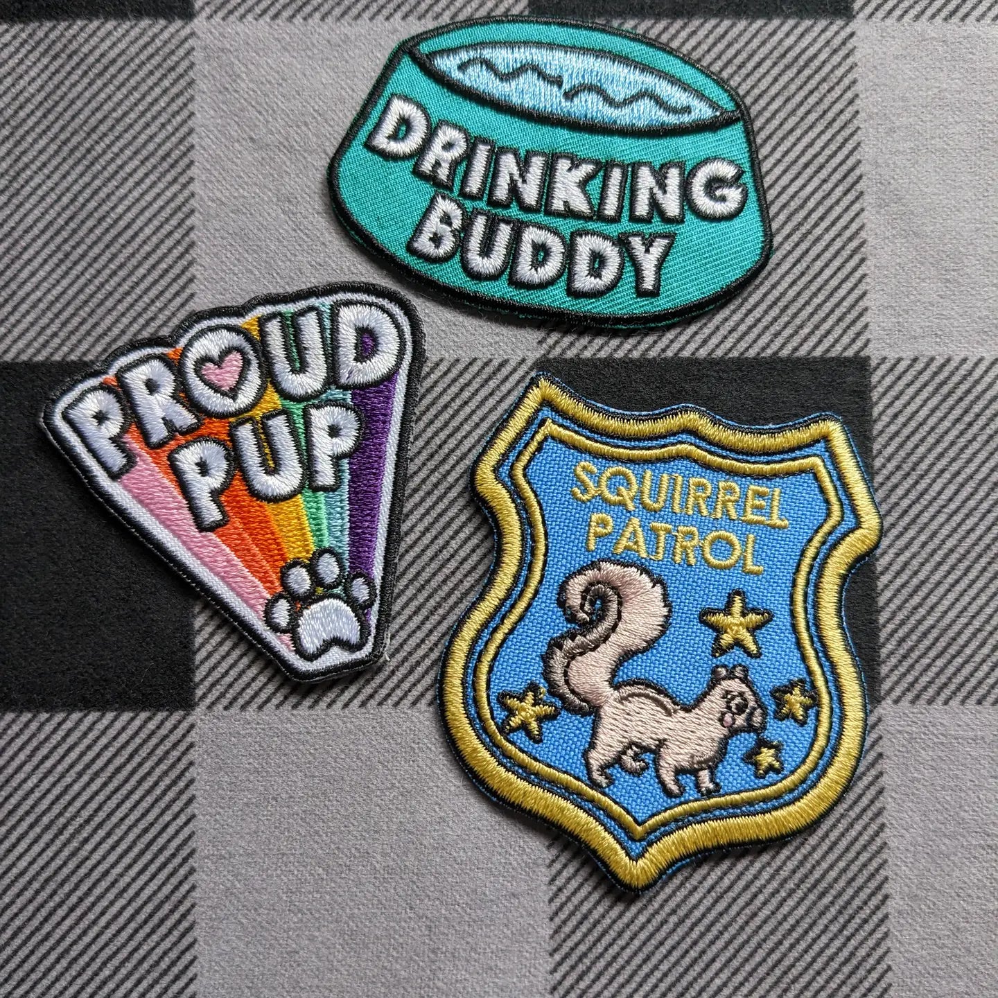 "Drinking Buddy" Merit Badge Iron-On Patch for Dogs