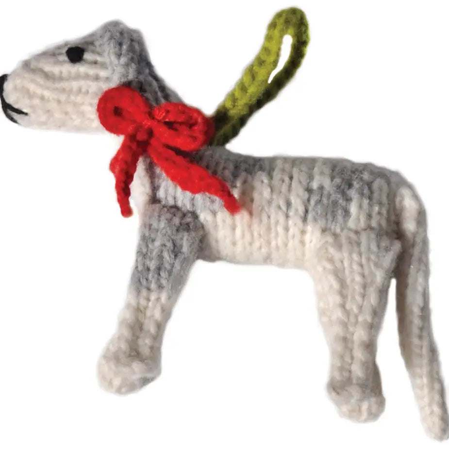 Hand-Knit Dog Ornament: Greyhound