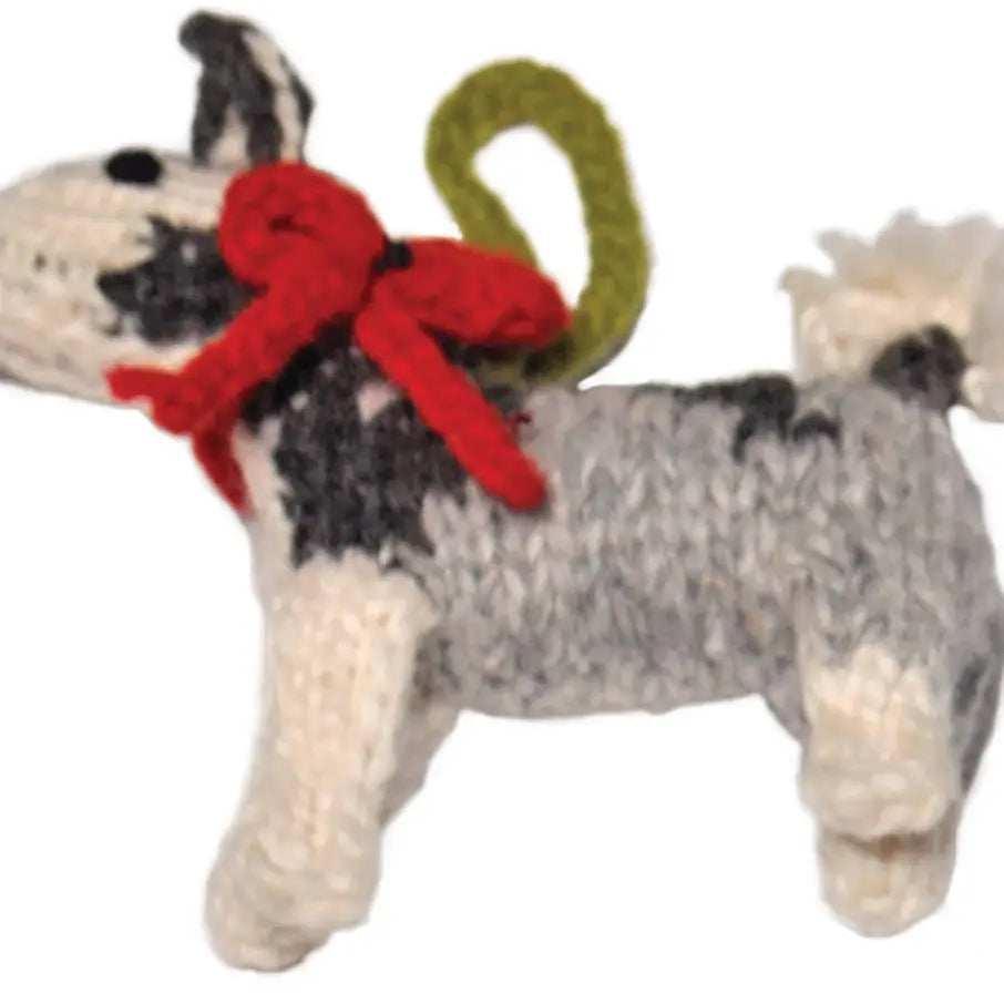 Hand-Knit Dog Ornament: Husky