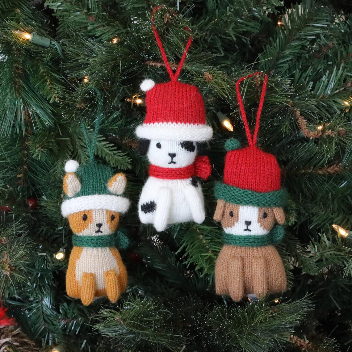Holiday Knit Black and White Puppy Ornament