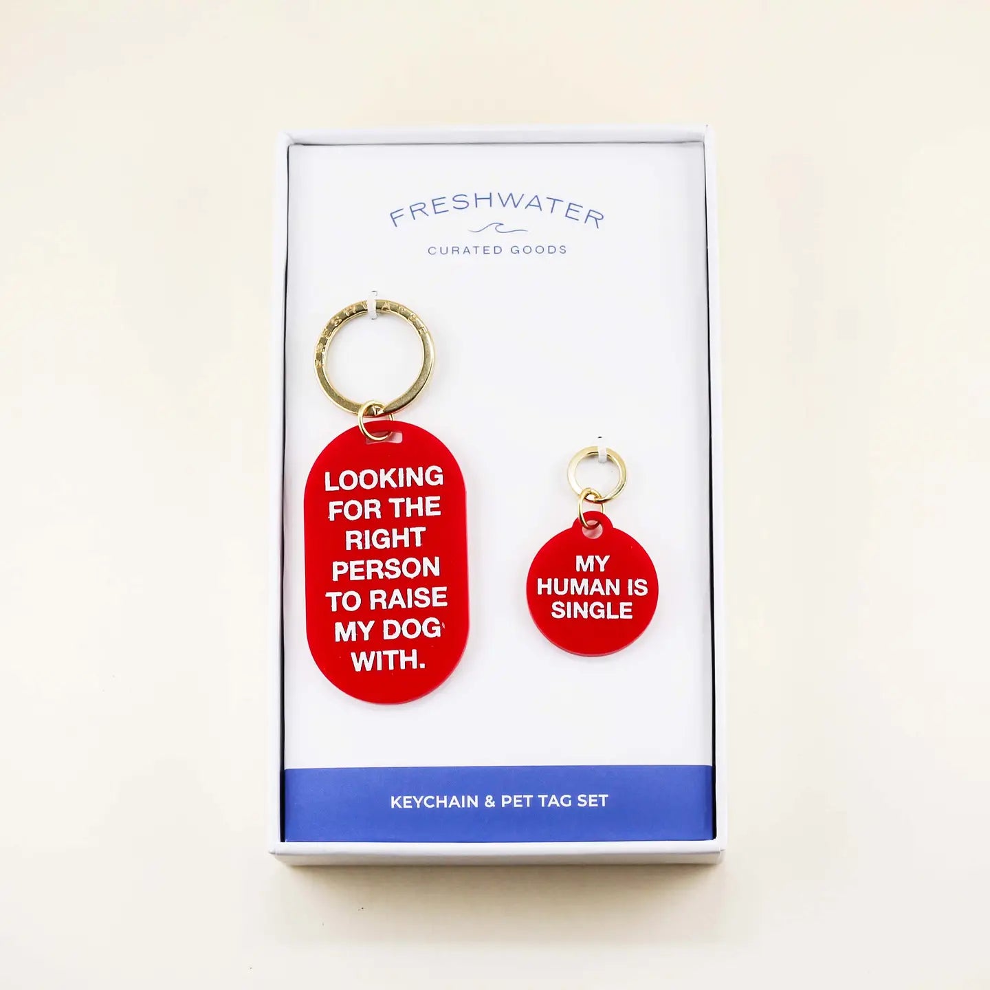 "My Human is Single" Keychain and Collar Tag Matching Set