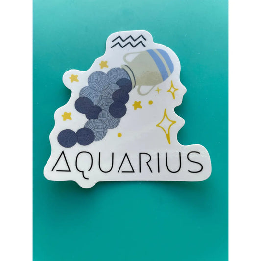 Aquarius Zodiac Yarn Vinyl Sticker