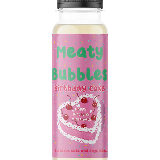 Meaty Bubbles: Edible Bubbles for Pets! Birthday Cake Flavor