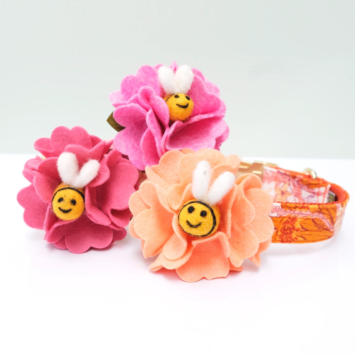 Busy Bee Felted Flower Collar Accessory