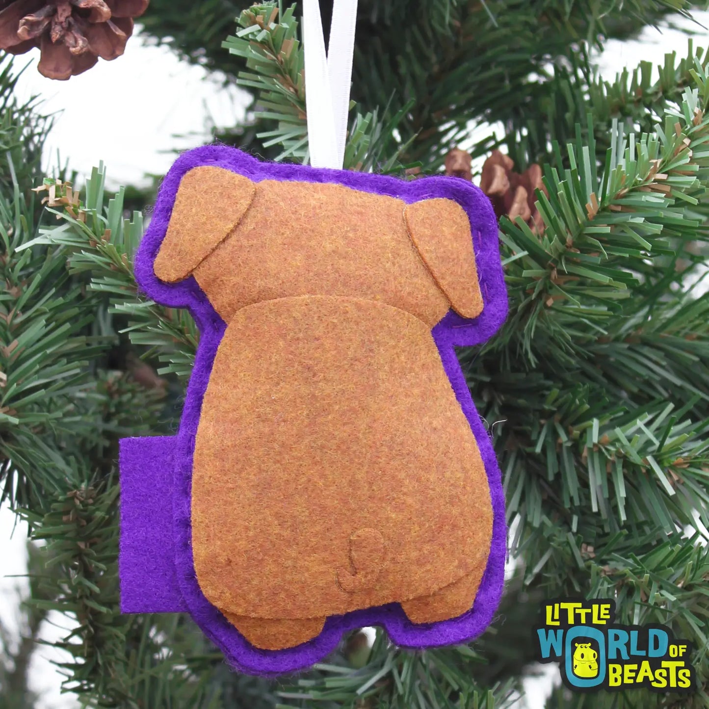 Little World Of Beasts Felted Ornaments: Bartholomew the Bulldog