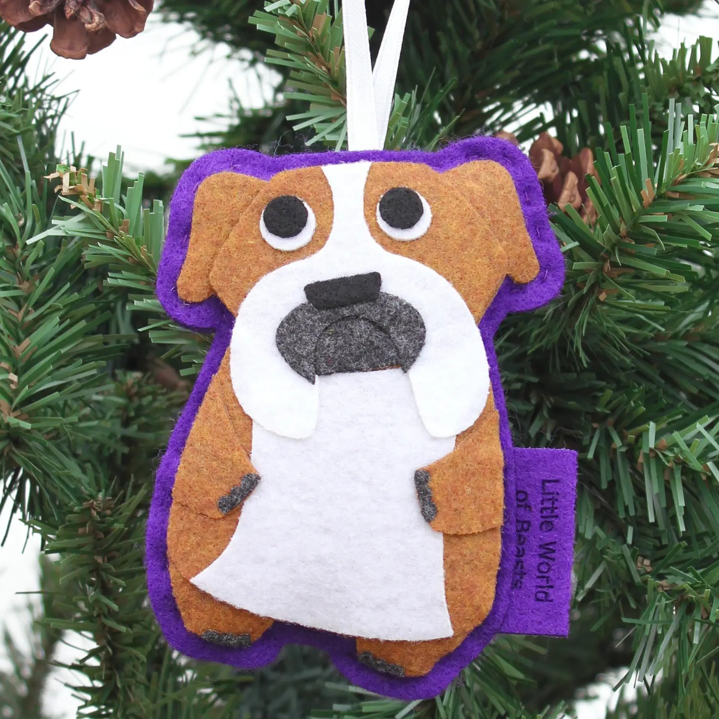 Little World Of Beasts Felted Ornaments: Bartholomew the Bulldog