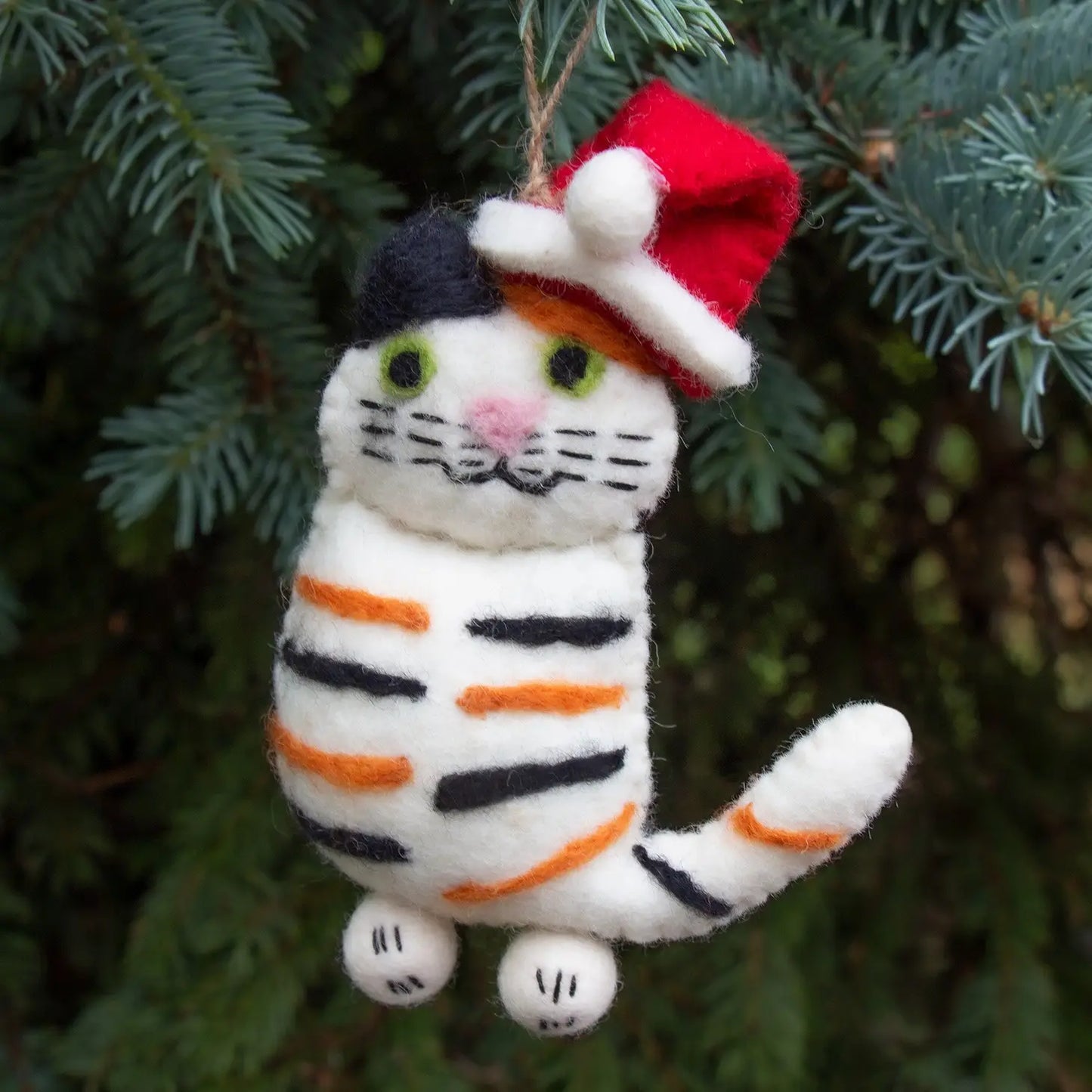 Hand-Felted Calico Cat Ornament