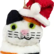 Hand-Felted Calico Cat Ornament