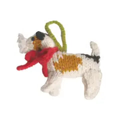 Hand-Knit Dog Ornament: Fox Terrier