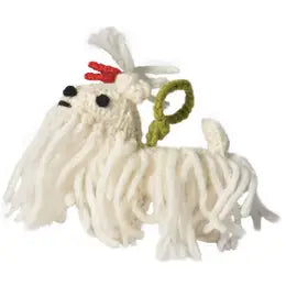 Hand-Knit Dog Ornament: Maltese