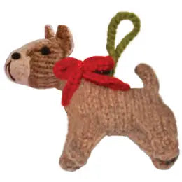Hand-Knit Dog Ornament: Pitbull