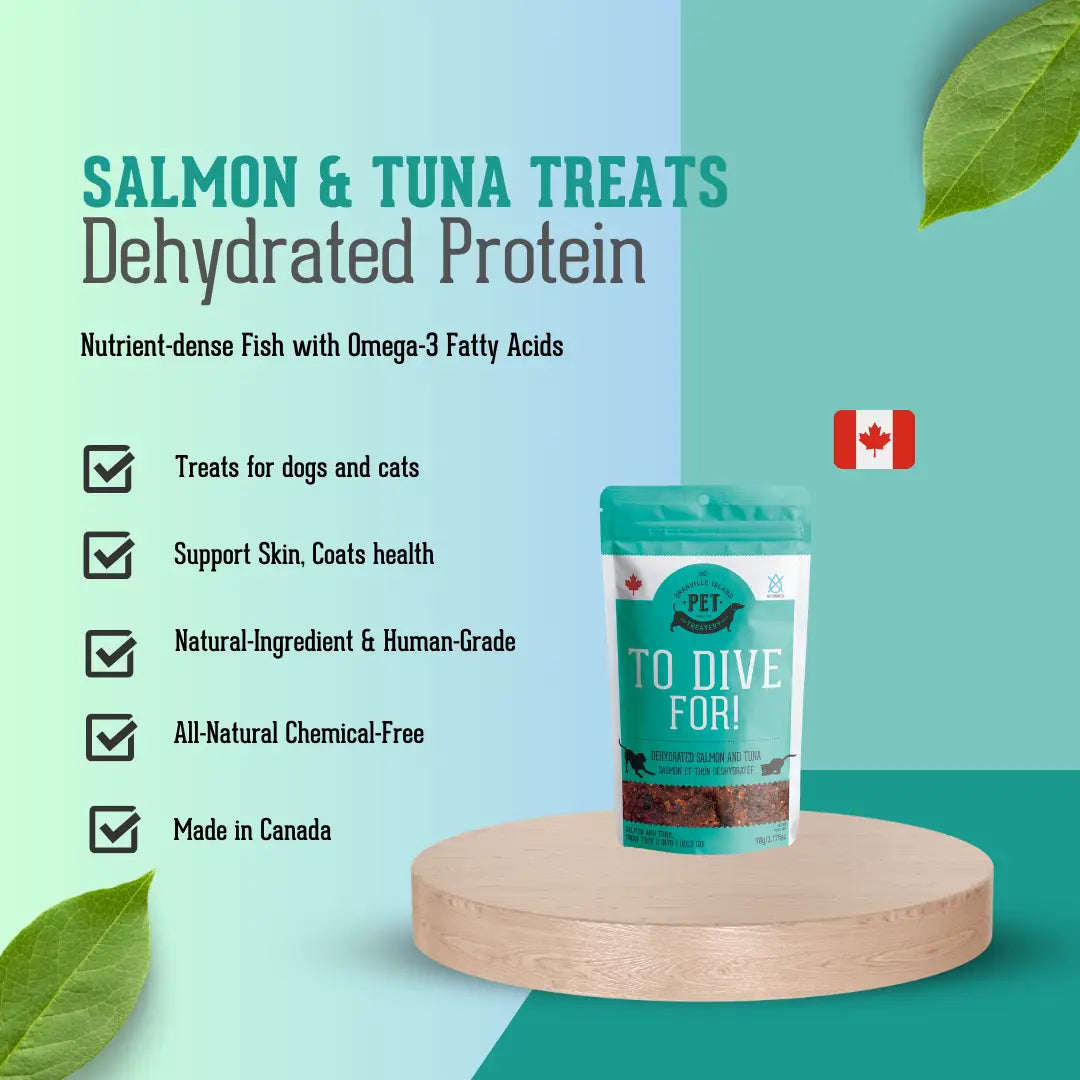 To Dive For! Dehydrated Salmon and Tuna Cat and Dog Treats