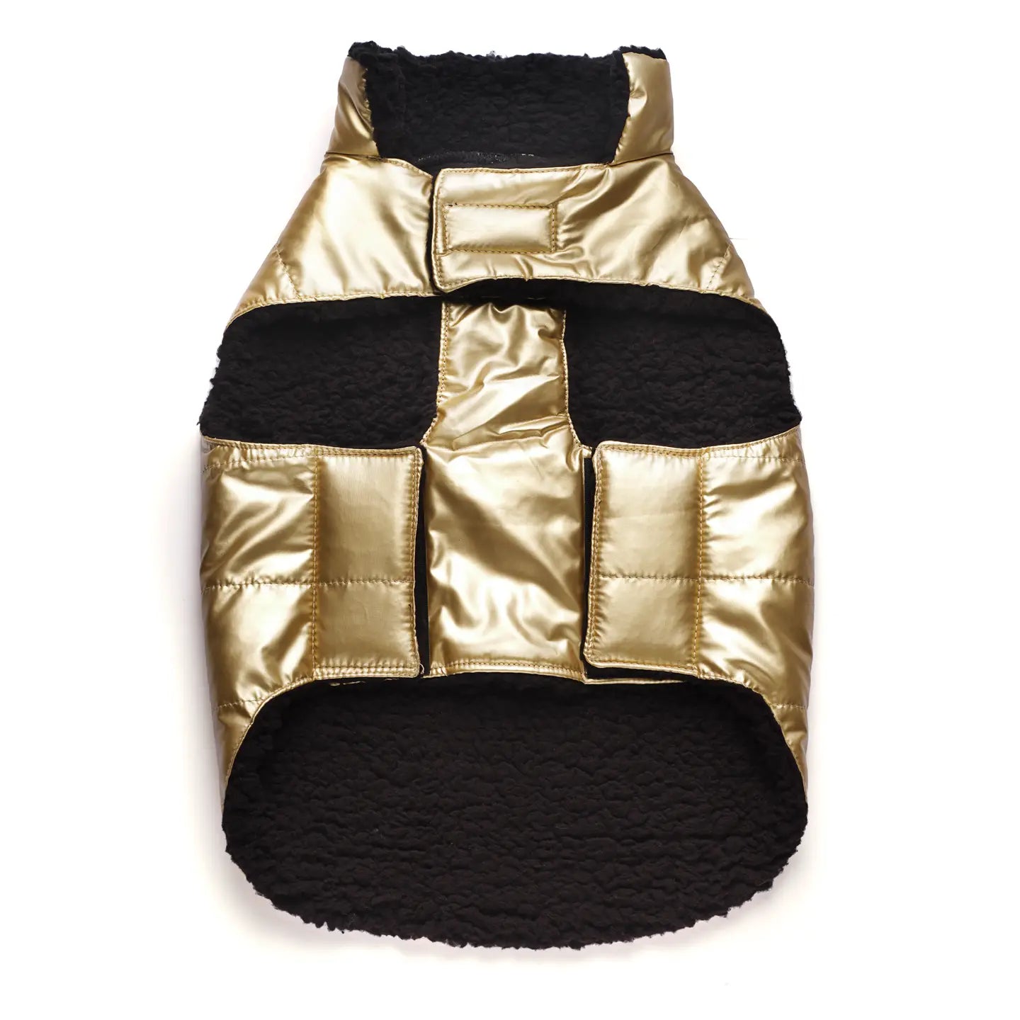 Gold Metallic Sherpa-Lined Pet Puffer Vest