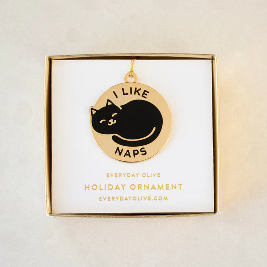 Everyday Olive I Like Cat Naps Enamel Ornament