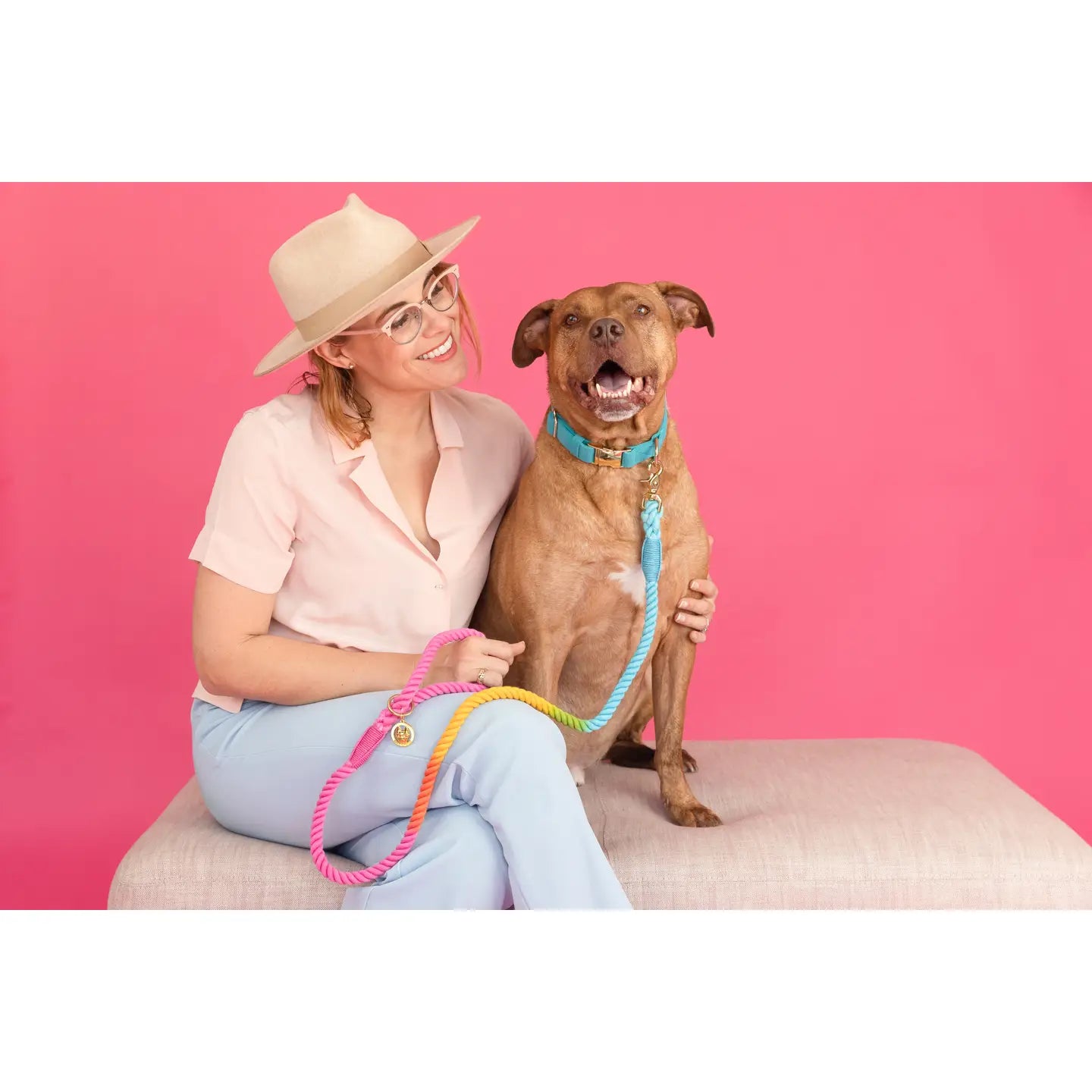The Pride Rope Leash Collection: Neon Pan Rainbow