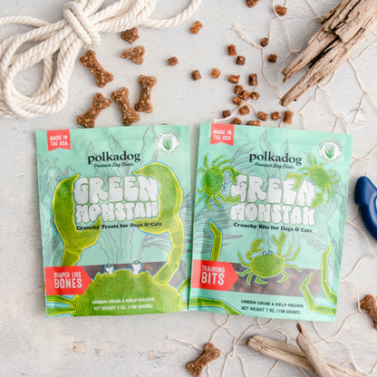 Polkadog Green Monstah: Crab and Kelp Treats for Cats and Dogs