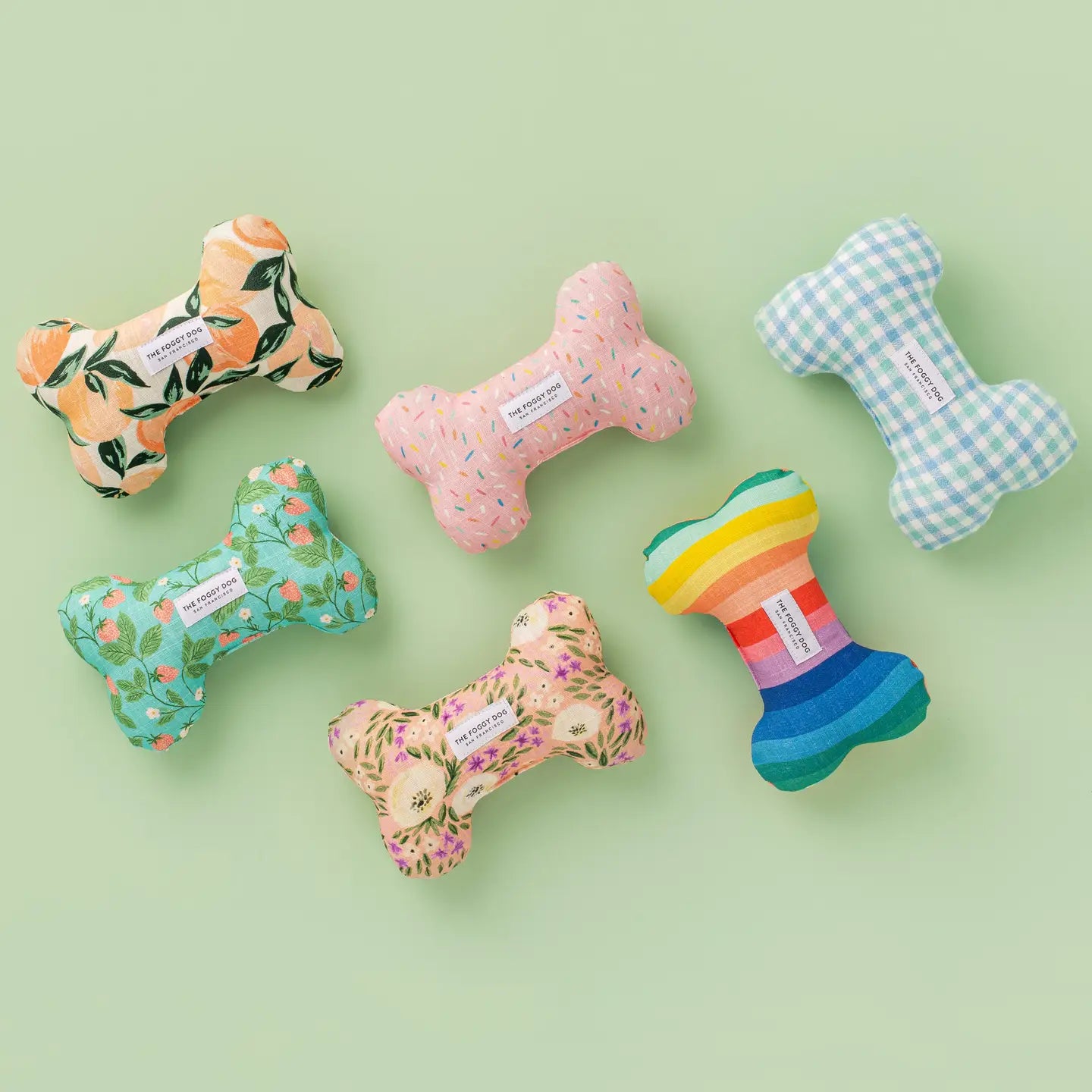 The Foggy Dog Peaches and Cream Bone Dog Toy