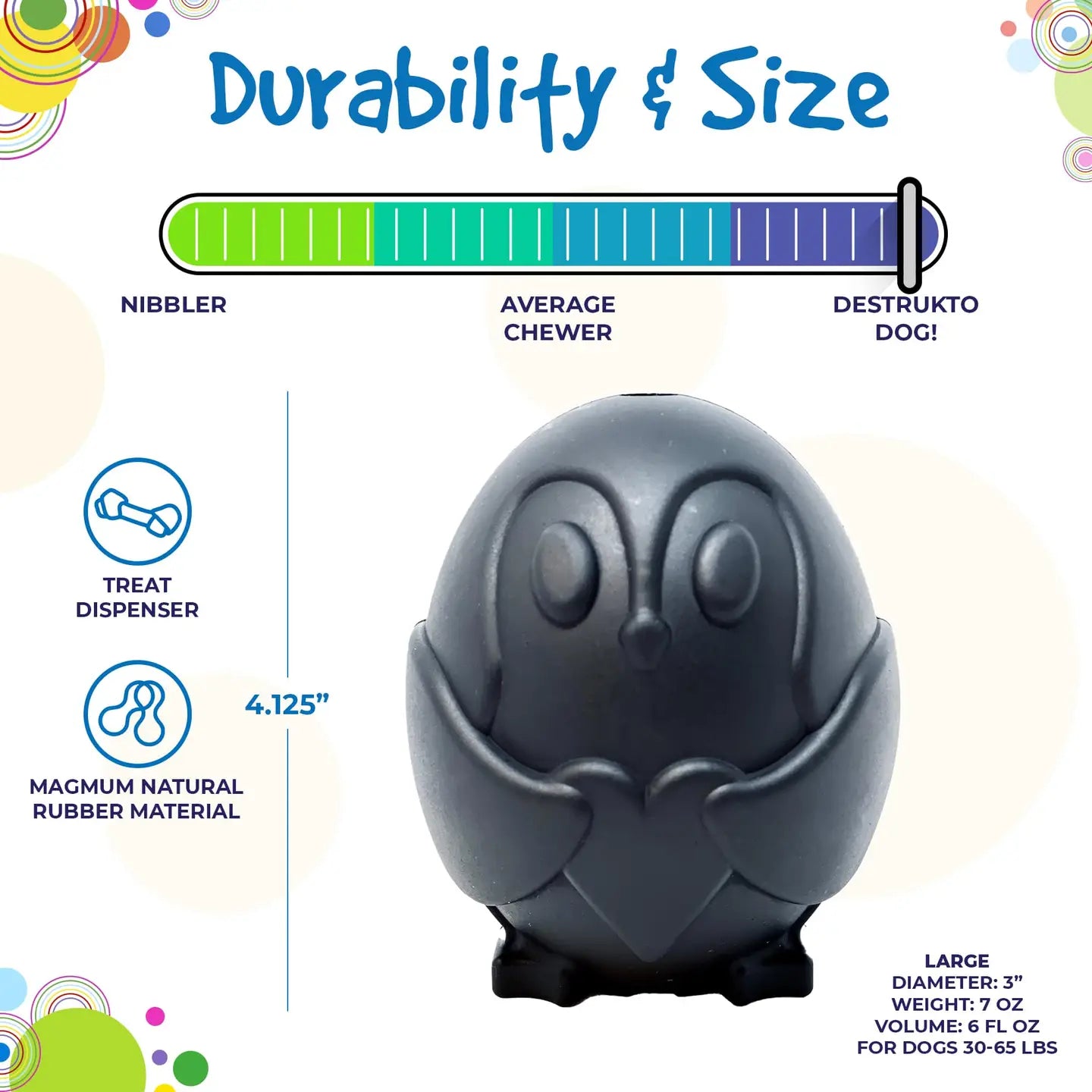 Rubber Penguin Chew Toy and Treat Dispenser