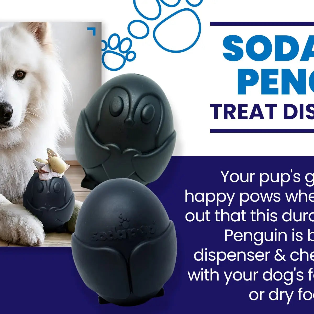 Rubber Penguin Chew Toy and Treat Dispenser