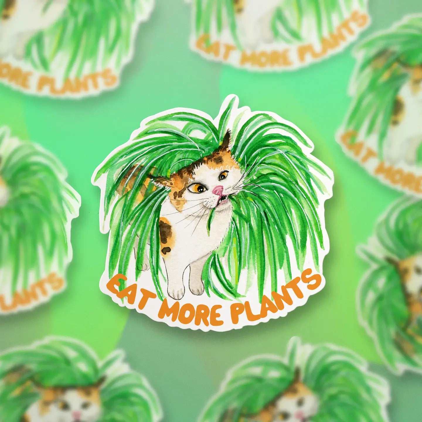 "Eat More Plants" Vinyl Cat Sticker