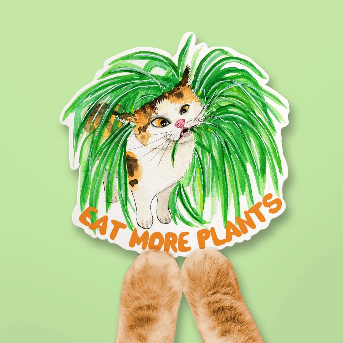"Eat More Plants" Vinyl Cat Sticker