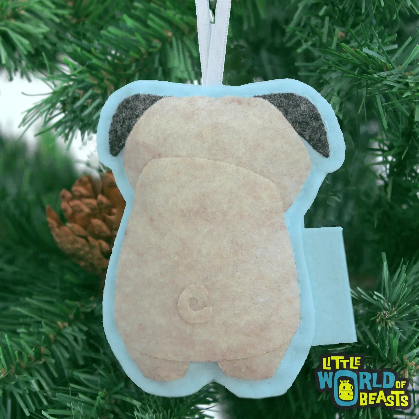 Little World Of Beasts Felted Ornaments: Peaches the Pug