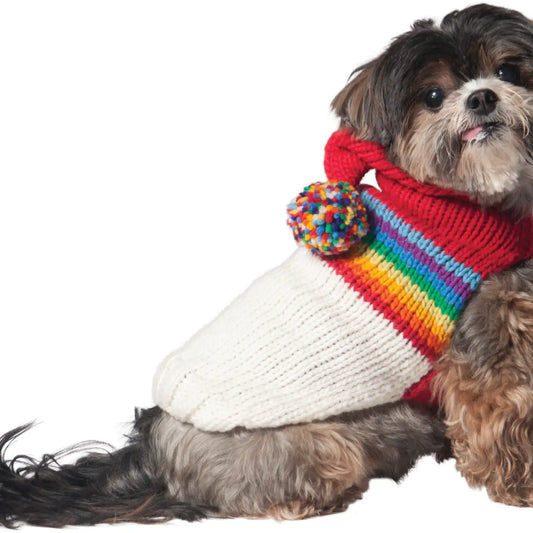 Chilly Dog Rainbow Vintage Ski Hoodie w Pompom