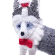Hand-Felted Santa Husky Ornament