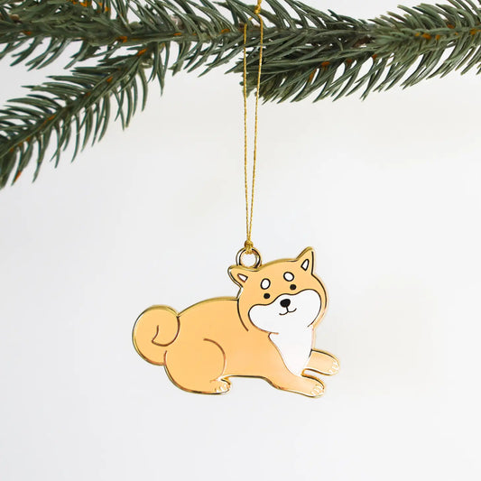 Everyday Olive Shiba Inu Enamel Ornament