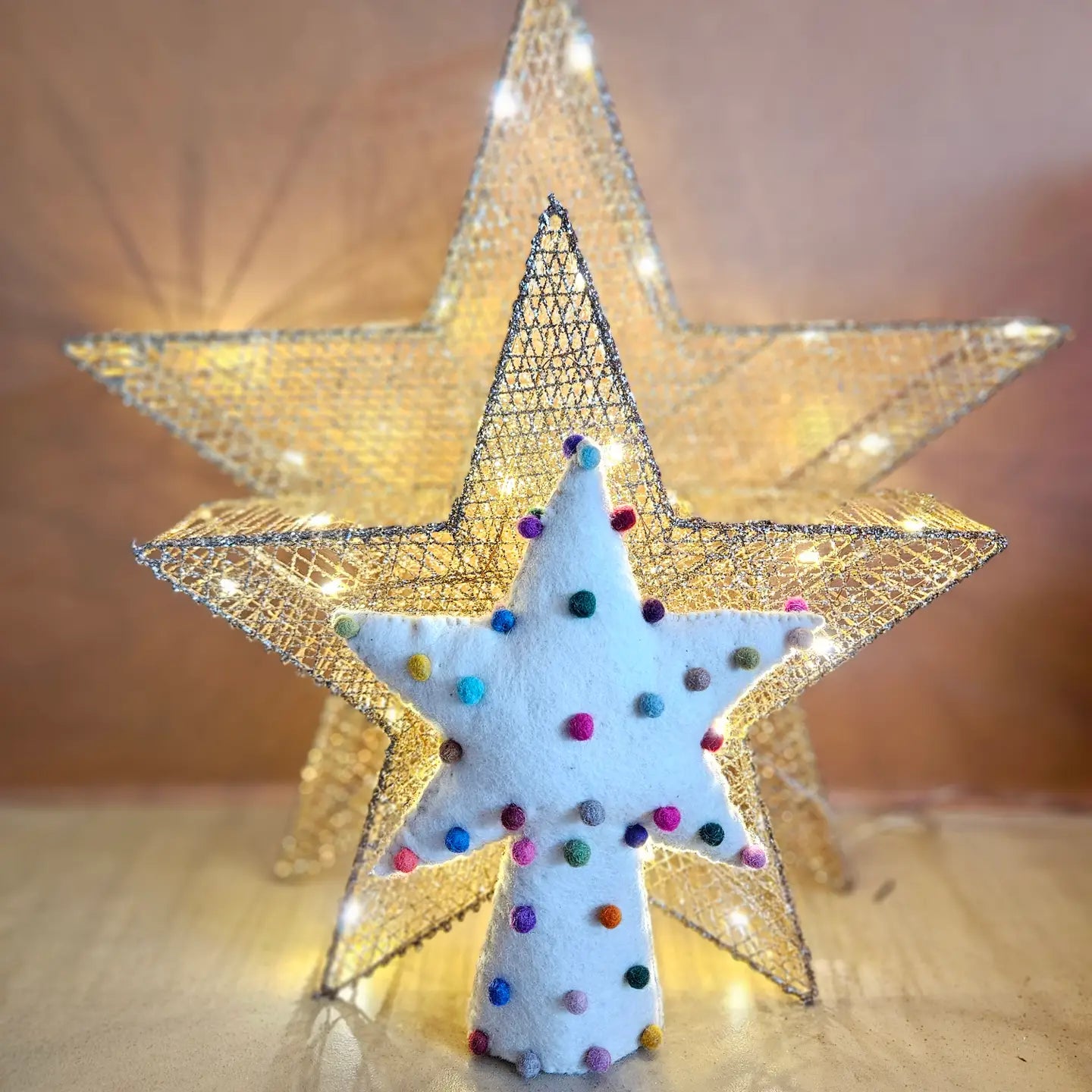 Rainbow Dot Star Felt Tree Topper