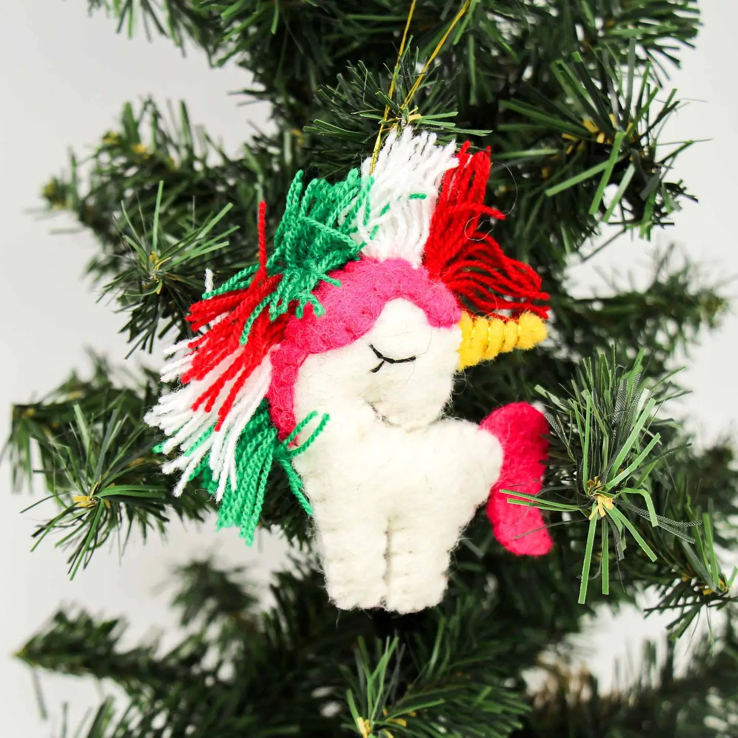 Hand-Felted Christmas Unicorn Ornament