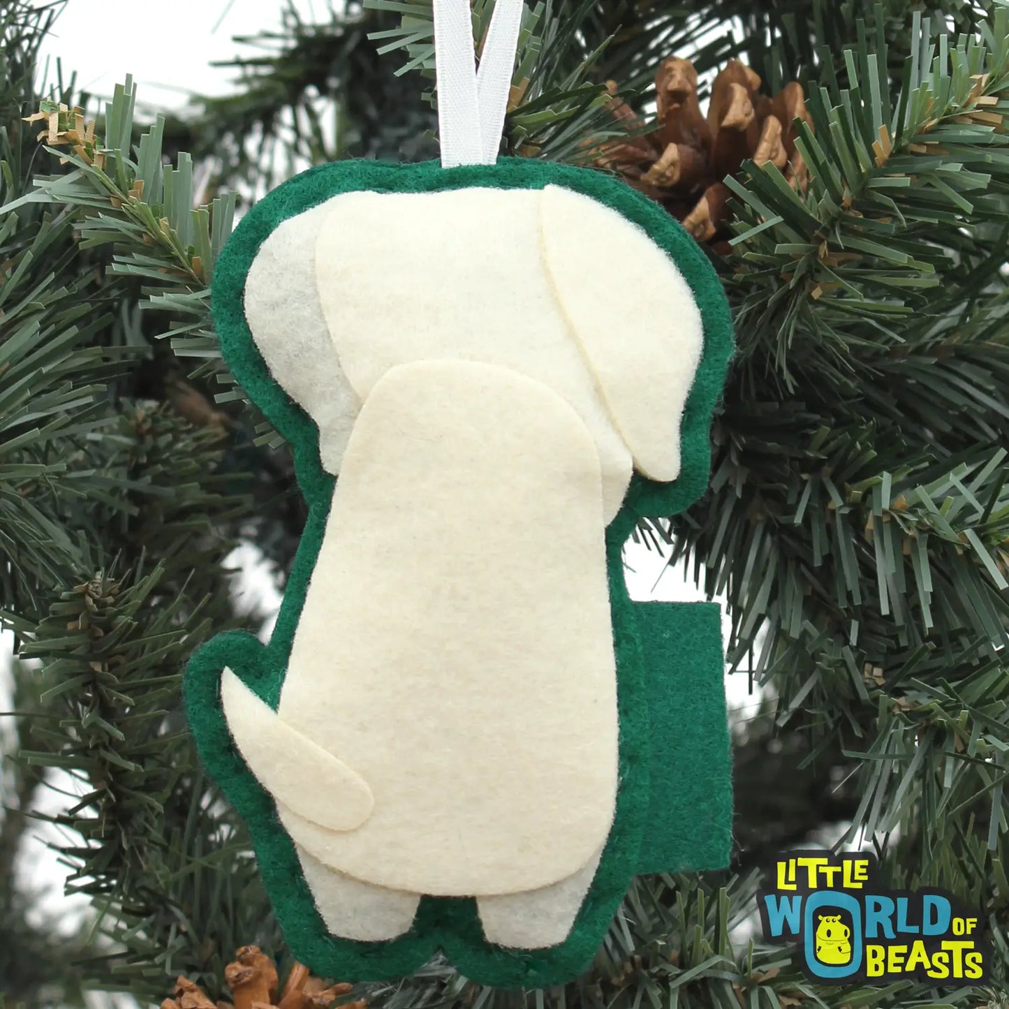 Little World Of Beasts Felted Ornaments: Frank the Yellow Lab
