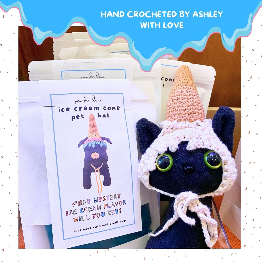 Mystery Ice Cream Hat! Hand Crocheted Cat/Small Dog Hat