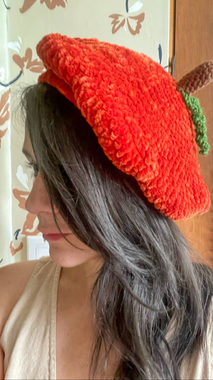 Hand-crocheted Human Pumpkin Beret