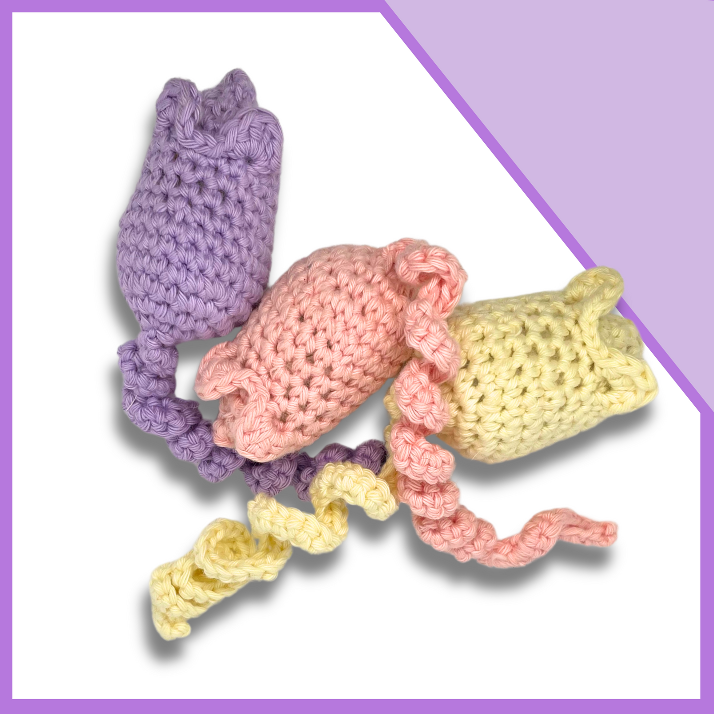 Hand-Crocheted Mouse Catnip Cat Toy (Valentine's Colors)