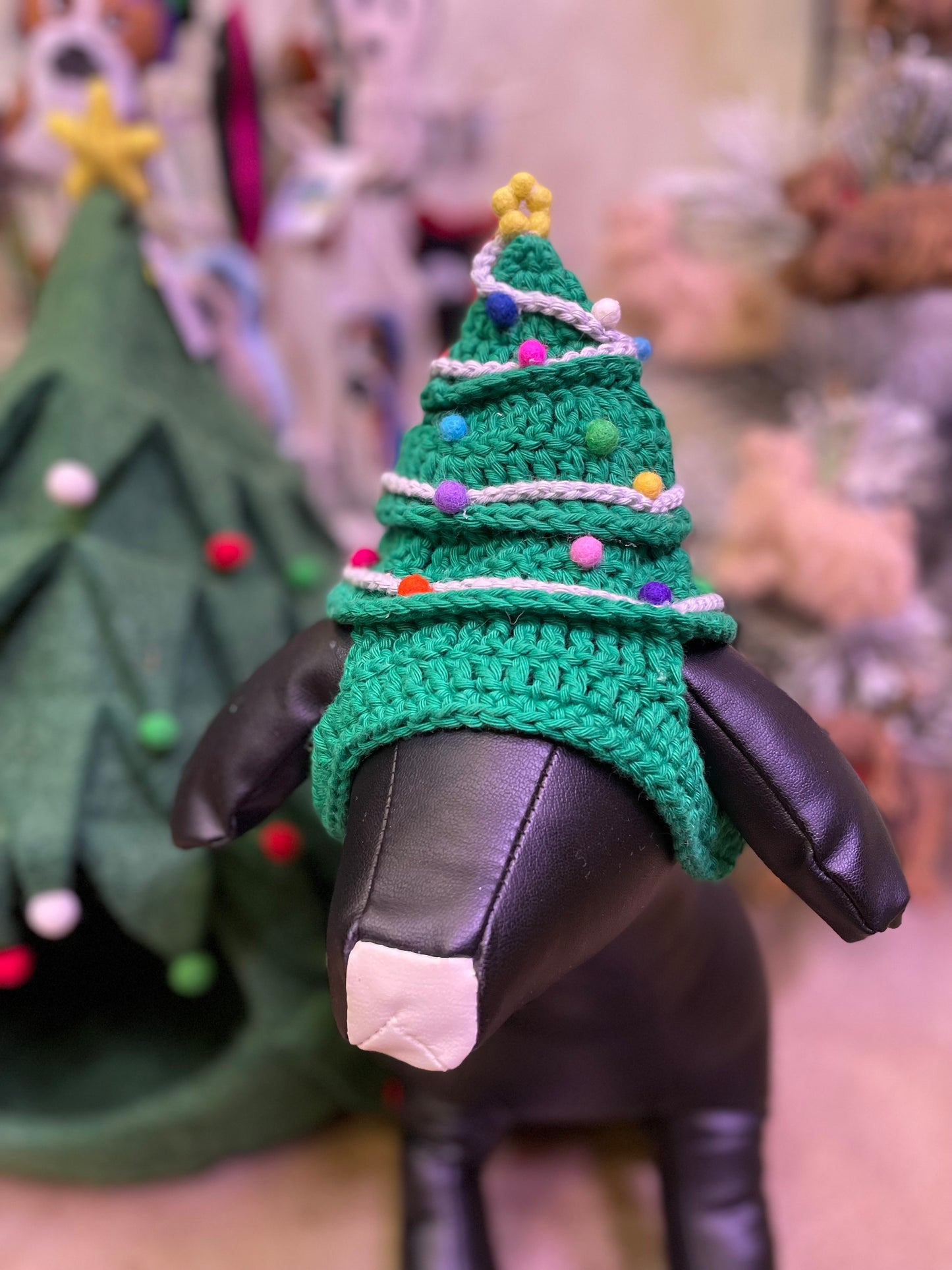 Hand-Crocheted Christmas Tree Pet Hat