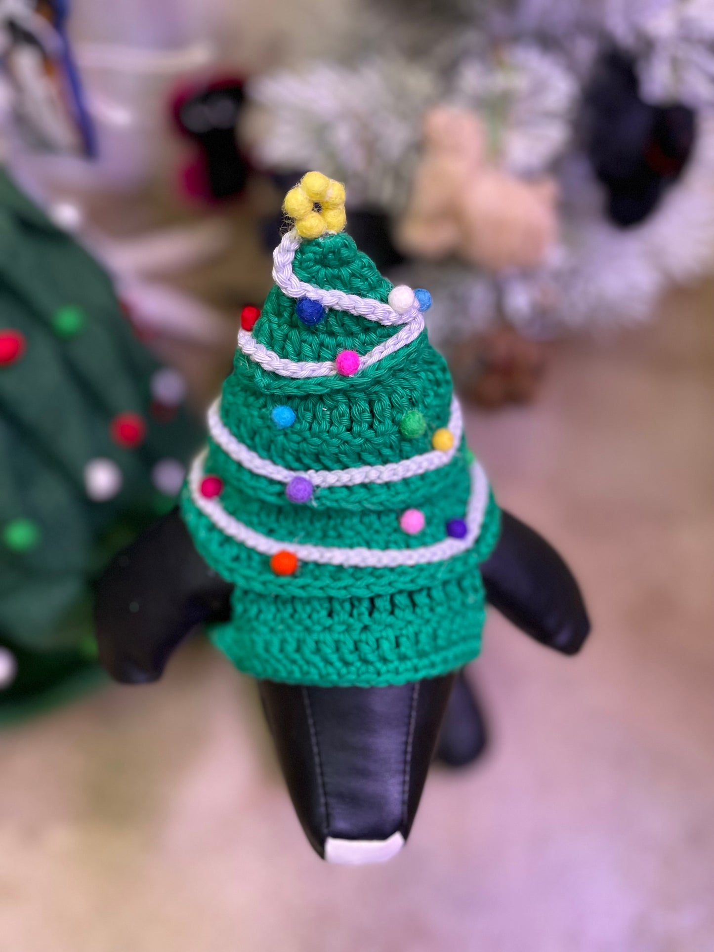 Hand-Crocheted Christmas Tree Pet Hat