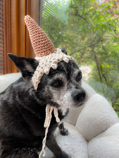 Mystery Ice Cream Hat! Hand Crocheted Cat/Small Dog Hat