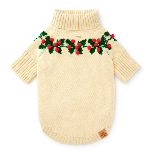 Holly Bobble Holiday Pet Sweater