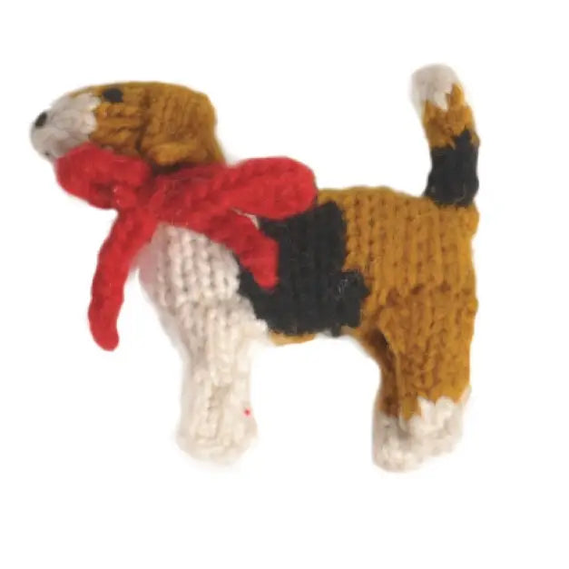 Hand-Knit Dog Ornament: Beagle