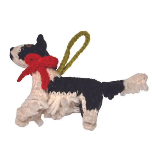 Hand-Knit Dog Ornament: Border Collie